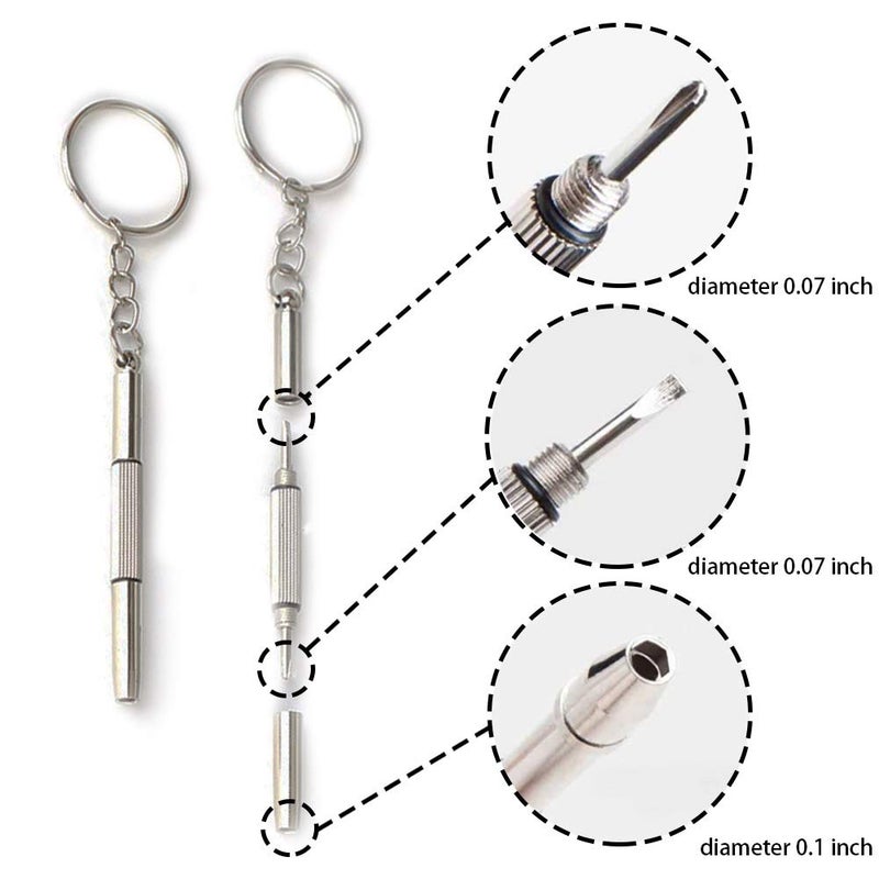 ReNext 5PCS/Set 3 in 1 Aluminum Steel Eyeglass Screwdriver Set, Flat/Phillips/Torx Head, Portable Keychain Screwdriver for Glasses, Sunglasses, Watches Repair - Image 3